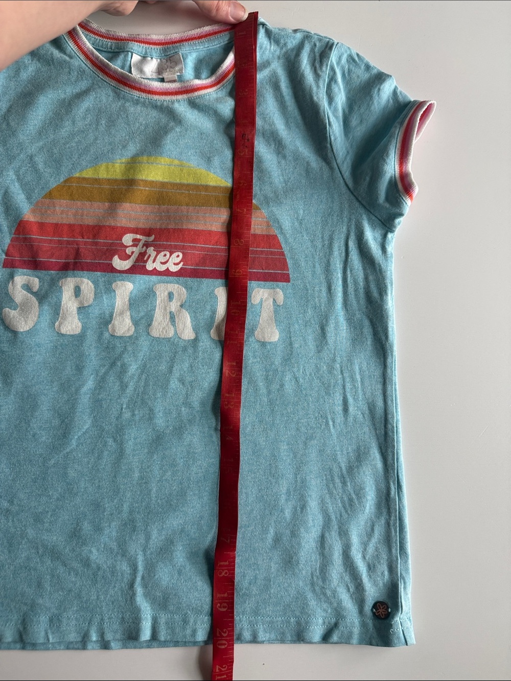 Matilda Jane (435) Light Blue Free Spirit Graphic Ringer Tee Sz 12 VGUC - Picture 10 of 10